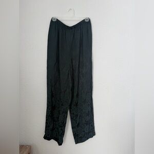Vintage Floral Silky Elastic Waist Wide Leg Pants